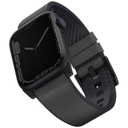 Ремешок Uniq Straden Waterproof Leather/Silicone для Apple Watch 42-44-45-49 мм, серый