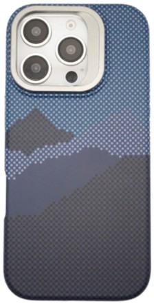 Чехол накладка для iPhone 16 Pro Gurdini Carbon Design с Magsafe (Mountain Blue)