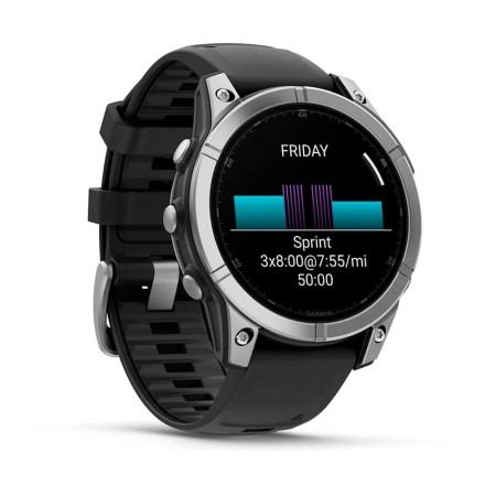 Часы Garmin Fenix E AMOLED, 47 mm (Stainless Steel/Black Silicone Band)