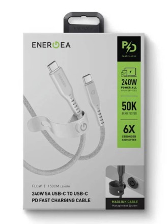 Кабель EnergEA FLOW USB-C to USB-C 5A 1.5м, белый